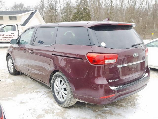 KNDMB5C18J6372925 - 2018 KIA SEDONA LX BURGUNDY photo 3