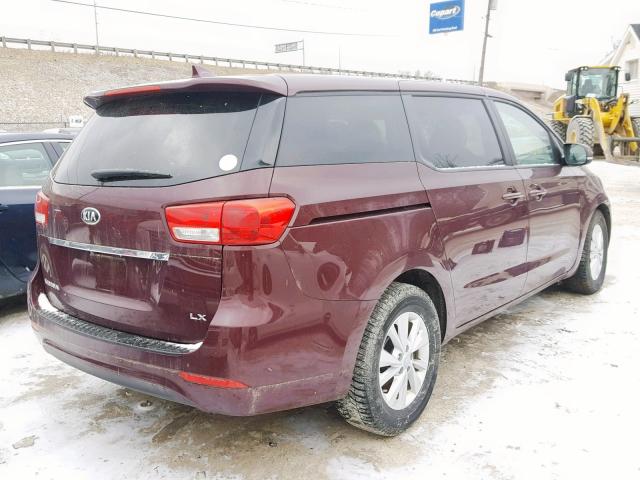 KNDMB5C18J6372925 - 2018 KIA SEDONA LX BURGUNDY photo 4