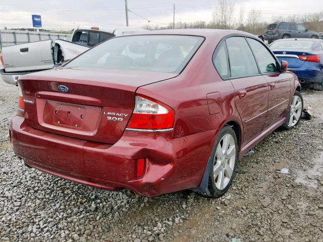 4S3BL846294217861 - 2009 SUBARU LEGACY 3.0 RED photo 4