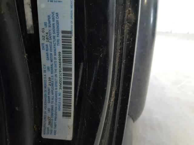 3VWDD21C91M464099 - 2001 VOLKSWAGEN NEW BEETLE შავი ფოტო 10