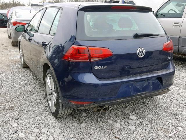 3VW2A7AU9FM047594 - 2015 VOLKSWAGEN GOLF TDI BLUE photo 3