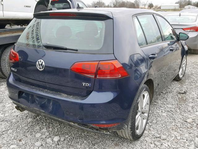 3VW2A7AU9FM047594 - 2015 VOLKSWAGEN GOLF TDI BLUE photo 4