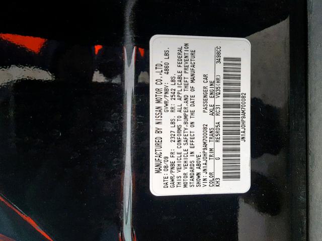 JN1AJ0HP9AM700082 - 2010 INFINITI EX35 BASE BLACK photo 10