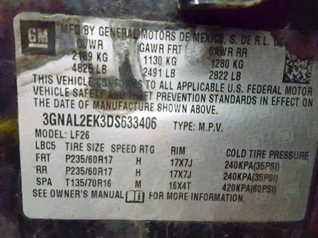 3GNAL2EK3DS633406 - 2013 CHEVROLET CAPTIVA LS 黑色 照片 10