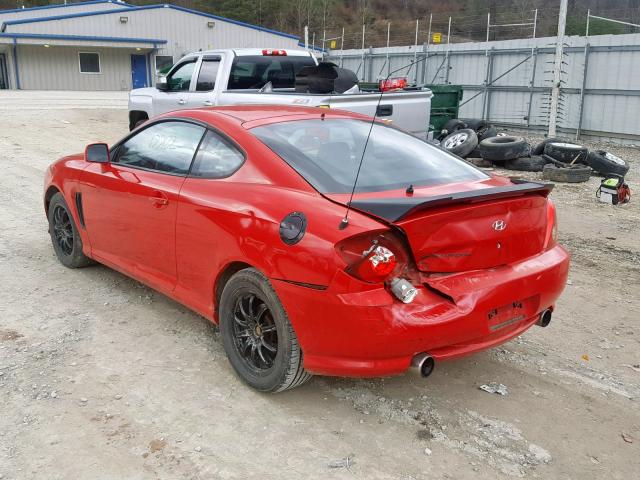 KMHHM65D04U131459 - 2004 HYUNDAI TIBURON RED photo 3