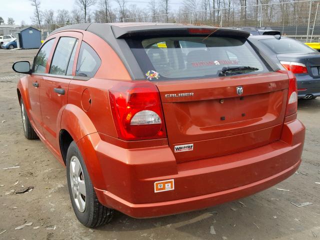 1B3HB28B57D288567 - 2007 DODGE CALIBER ORANGE photo 3