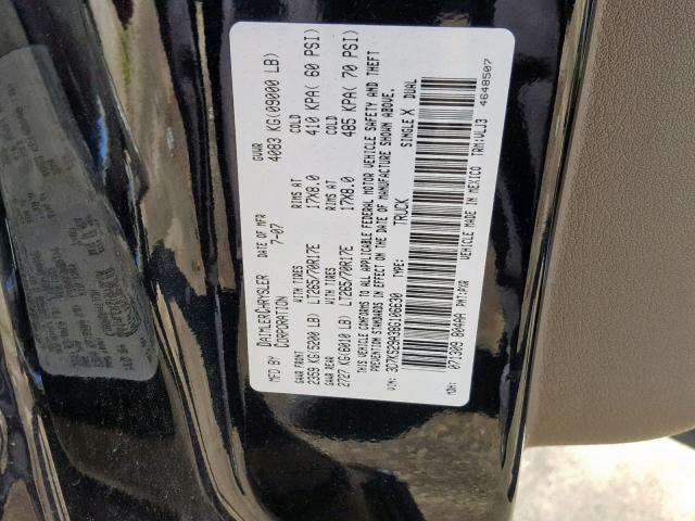 3D7KS29A38G106630 - 2008 DODGE RAM 2500 BLACK photo 10