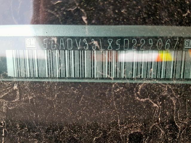 5GADV33L85D229067 - 2005 BUICK TERRAZA CX SILVER photo 10