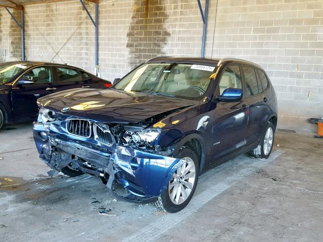 5UXWX9C5XD0A08793 - 2013 BMW X3 XDRIVE2 BLUE photo 2