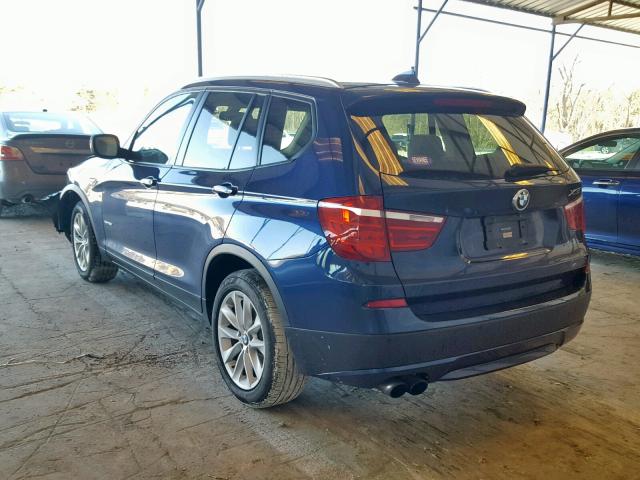 5UXWX9C5XD0A08793 - 2013 BMW X3 XDRIVE2 BLUE photo 3