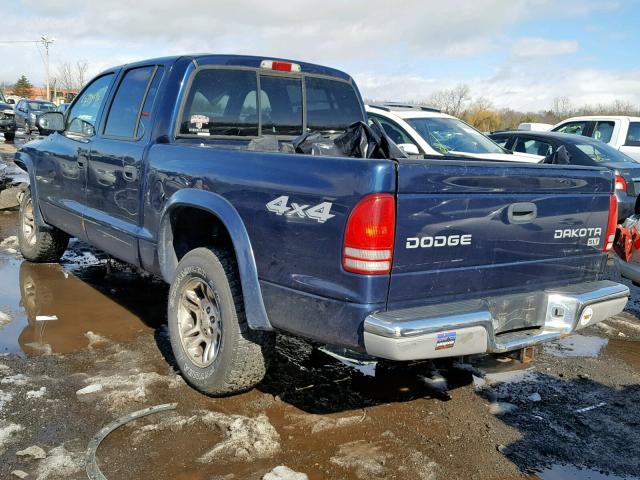 1D7HG48N83S326150 - 2003 DODGE DAKOTA QUA BLUE photo 3