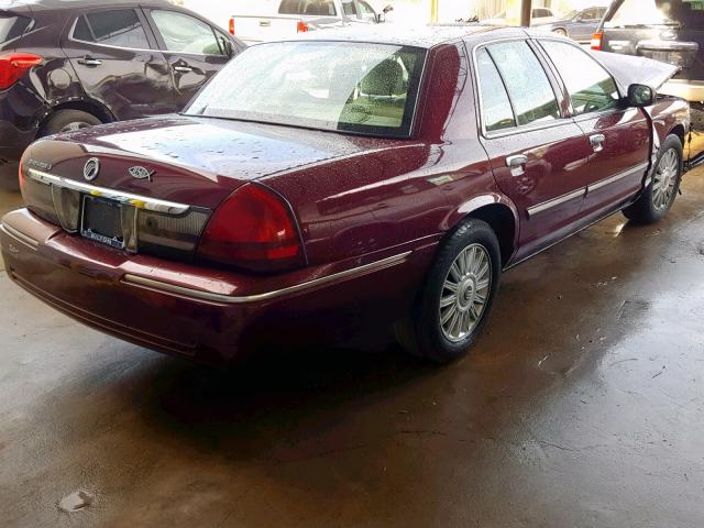 2MEBM7FVXAX625516 - 2010 MERCURY GRAND MARQ MAROON photo 4