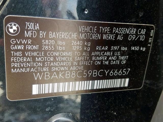 WBAKB8C59BCY66657 - 2011 BMW ALPINA B7 BLACK photo 10