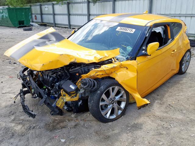 KMHTC6AD4GU272770 - 2016 HYUNDAI VELOSTER YELLOW photo 2