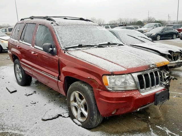 1J8GW68JX4C111097 - 2004 JEEP GRAND CHER RED photo 1