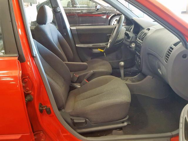 KMHCG45C42U339497 - 2002 HYUNDAI ACCENT GL RED photo 5