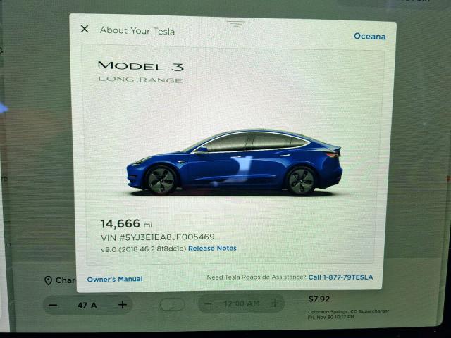 5YJ3E1EA8JF005469 - 2018 TESLA MODEL 3 BLUE photo 8