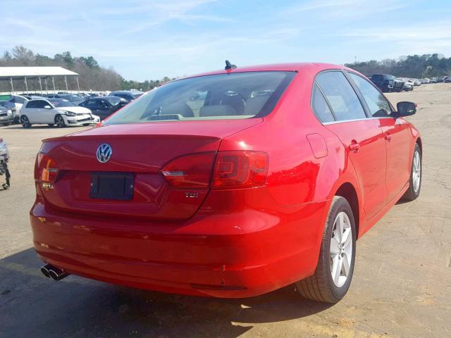 3VWLL7AJ6BM108513 - 2011 VOLKSWAGEN JETTA TDI RED photo 4