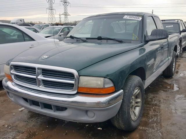 1B7GL22X71S162239 - 2001 DODGE DAKOTA GREEN photo 2