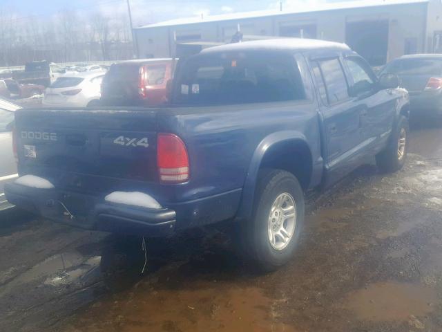 1B7HG38N82S626449 - 2002 DODGE DAKOTA QUA BLUE photo 4