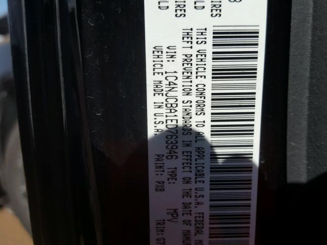 1C4NJCBA1ED763946 - 2014 JEEP COMPASS SP შავი ფოტო 10