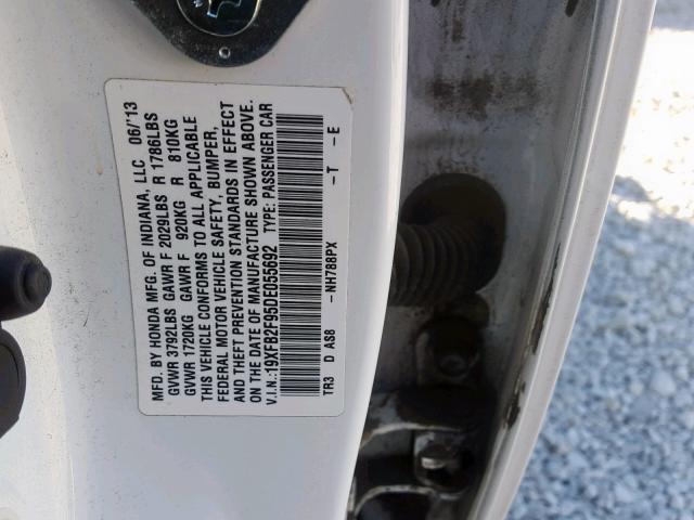 19XFB2F95DE055692 - 2013 HONDA CIVIC EXL 白色 照片 10