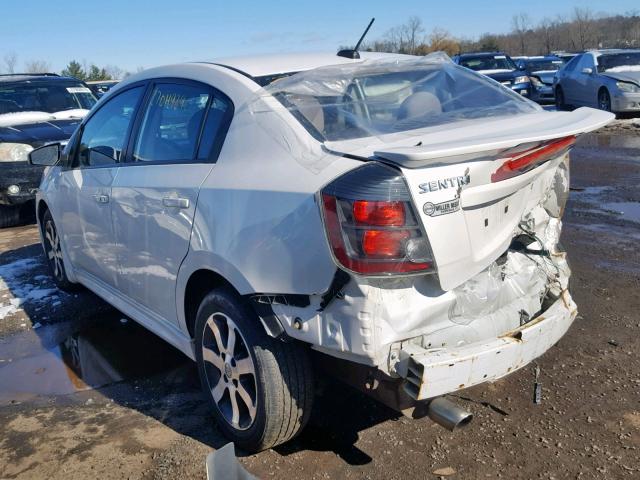 3N1AB6AP4CL650747 - 2012 NISSAN SENTRA 2.0 WHITE photo 3