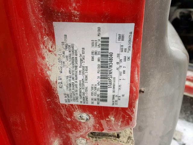 1FAHP37N97W348040 - 2007 FORD FOCUS ZX5 RED photo 10