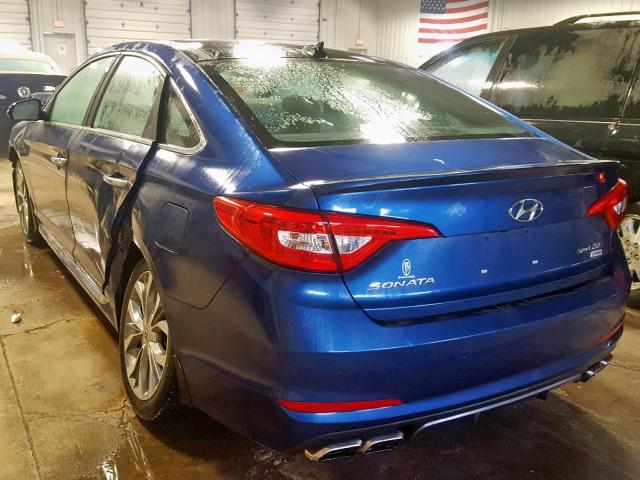 5NPE34AB8FH136893 - 2015 HYUNDAI SONATA SPO BLUE photo 3