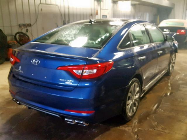 5NPE34AB8FH136893 - 2015 HYUNDAI SONATA SPO BLUE photo 4