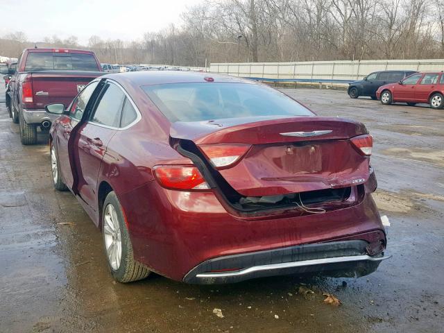 1C3CCCAB7FN527555 - 2015 CHRYSLER 200 LIMITE MAROON photo 3