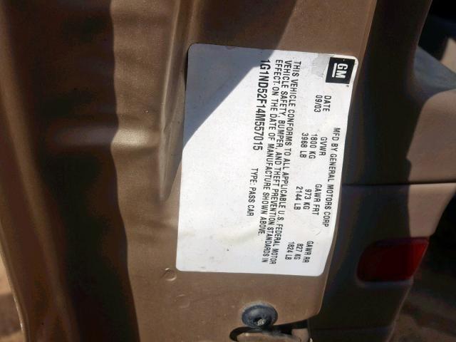 1G1ND52F14M557015 - 2004 CHEVROLET CLASSIC TAN photo 10