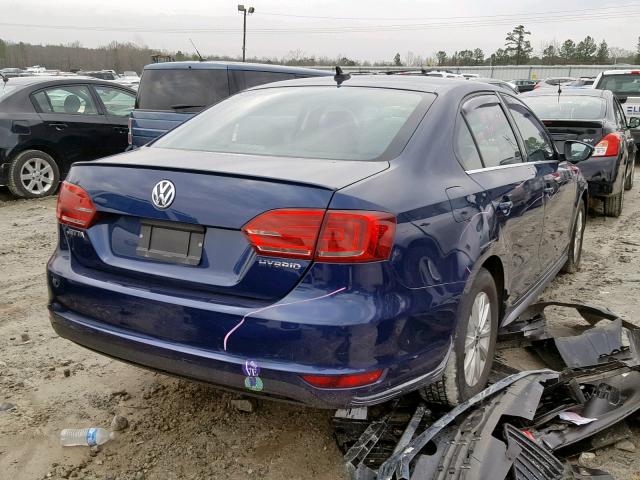 3VW637AJ5DM239223 - 2013 VOLKSWAGEN JETTA HYBR BLUE photo 4