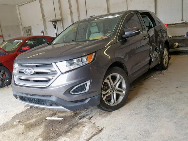 2FMTK3K92FBB06845 - 2015 FORD EDGE TITAN GRAY photo 2