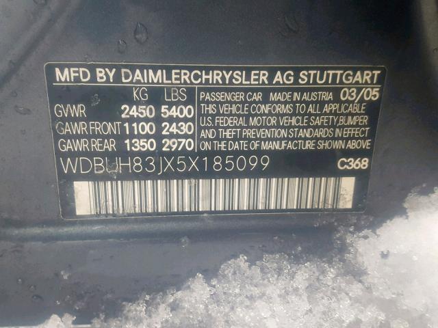 WDBUH83JX5X185099 - 2005 MERCEDES-BENZ E 500 4MAT GRAY photo 10