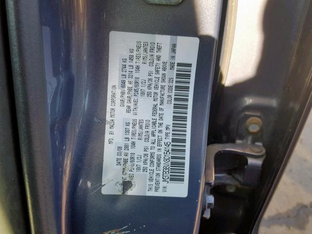 JM3TB38VX80154145 - 2008 MAZDA CX-9 GRAY photo 10