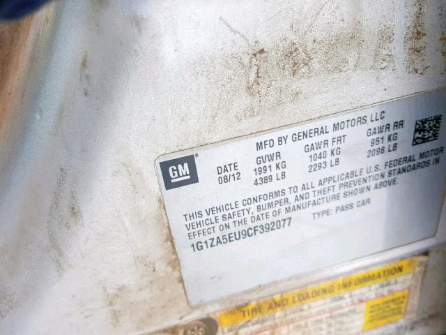 1G1ZA5EU9CF392077 - 2012 CHEVROLET MALIBU LS SILVER photo 10