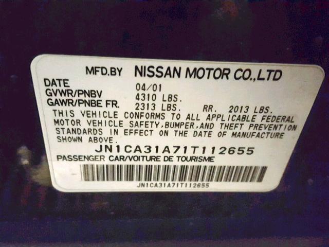 JN1CA31A71T112655 - 2001 NISSAN MAXIMA GXE GREEN photo 10