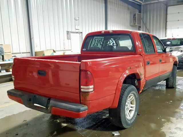 1B7GG2AN41S143717 - 2001 DODGE DAKOTA QUA RED photo 4