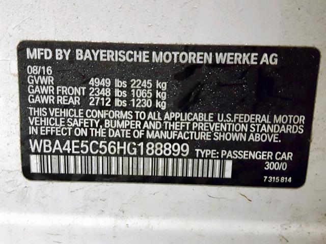 WBA4E5C56HG188899 - 2017 BMW 440XI GRAN WHITE photo 10