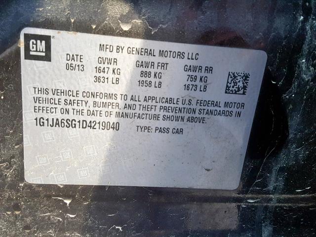 1G1JA6SG1D4219040 - 2013 CHEVROLET SONIC LS 棕色 照片 10