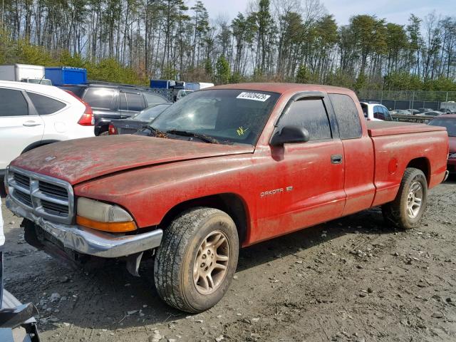 1B7GL22X61S193692 - 2001 DODGE DAKOTA RED photo 2