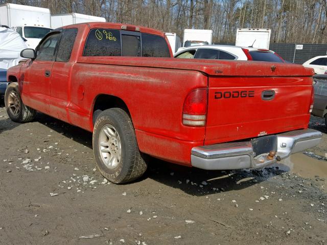 1B7GL22X61S193692 - 2001 DODGE DAKOTA RED photo 3