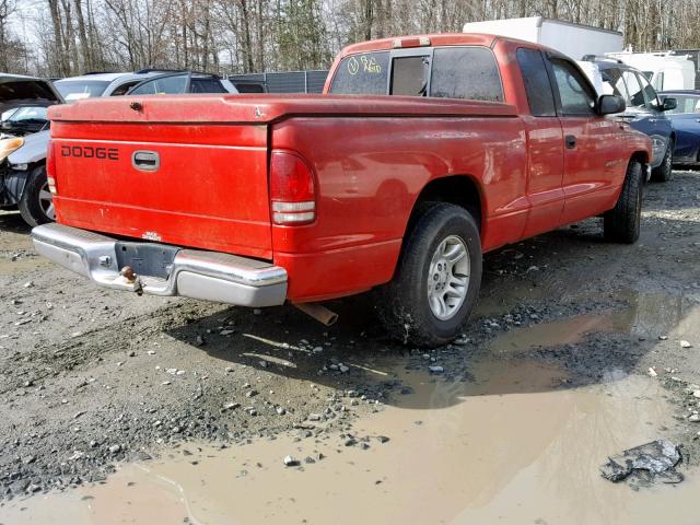 1B7GL22X61S193692 - 2001 DODGE DAKOTA RED photo 4