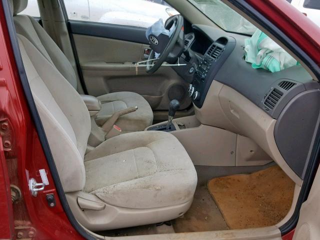 KNAFE121X85521004 - 2008 KIA SPECTRA EX RED photo 5