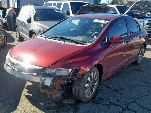 19XFA168X9E028371 - 2009 HONDA CIVIC EX RED photo 2