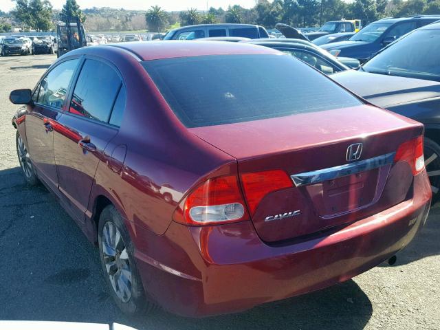 19XFA168X9E028371 - 2009 HONDA CIVIC EX RED photo 3