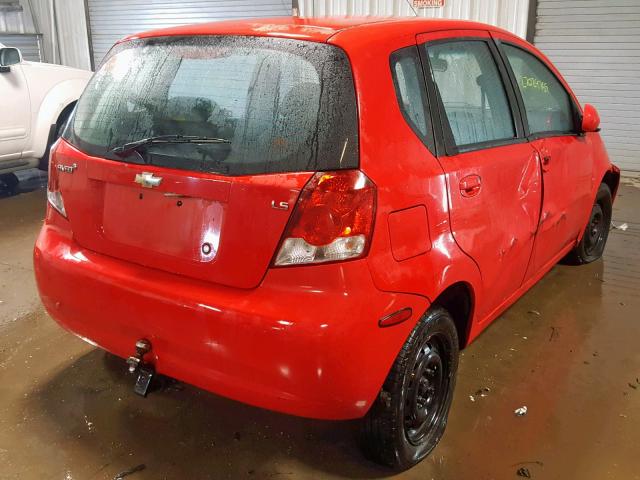 KL1TD66618B099189 - 2008 CHEVROLET AVEO BASE წითელი ფოტო 4