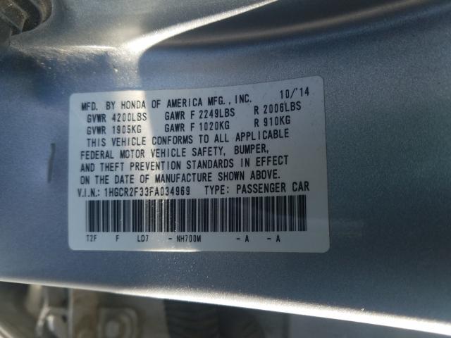 1HGCR2F33FA034969 - 2015 HONDA ACCORD LX  photo 10