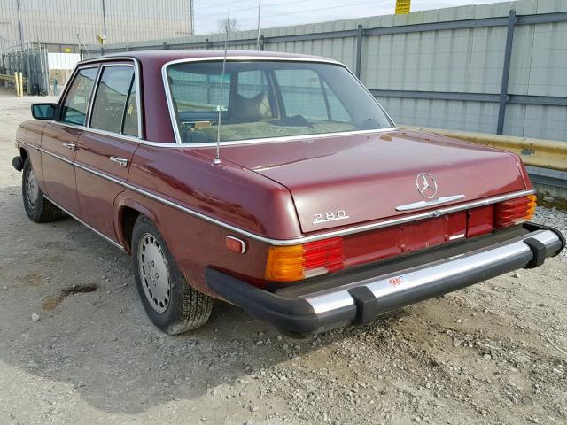 11406012122632 - 1976 MERCEDES-BENZ 280 BURGUNDY photo 3